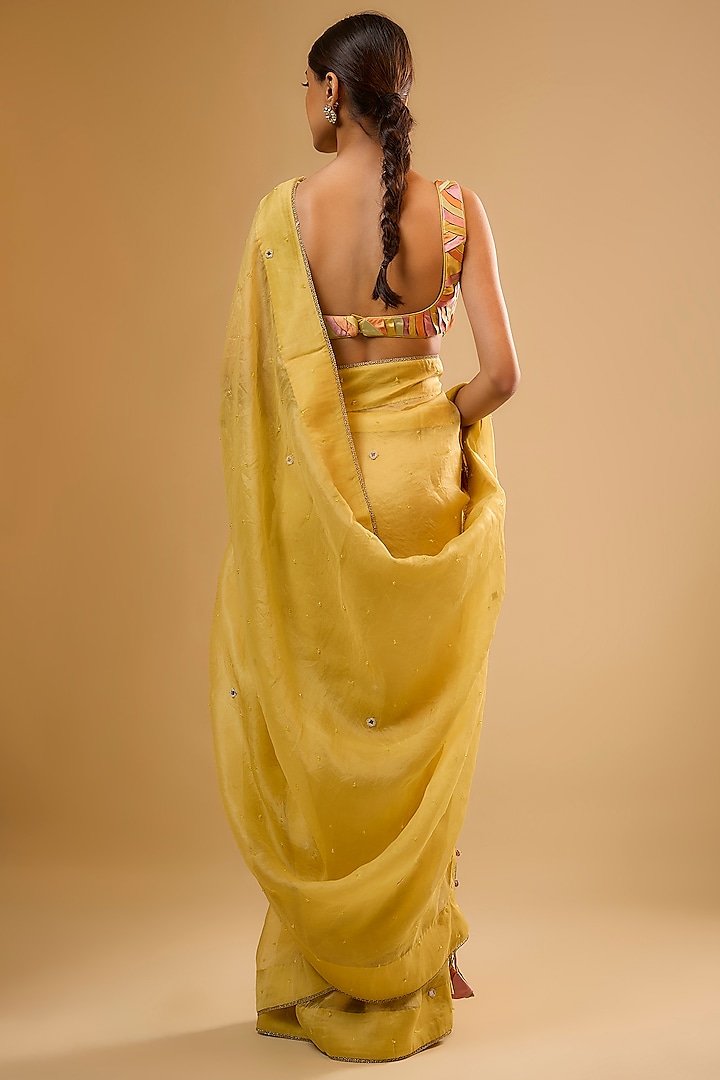 Yellow Organza Wedding Saree Set by Niti Bothra at Pernia's Pop Up Shop