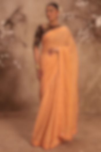 Orange Organza Wedding Saree Set by Niti Bothra at Pernia's Pop Up Shop