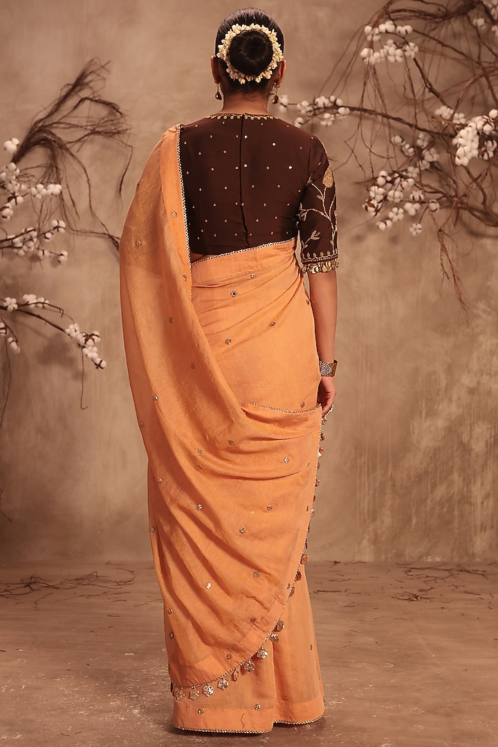 Orange Organza Wedding Saree Set by Niti Bothra at Pernia's Pop Up Shop