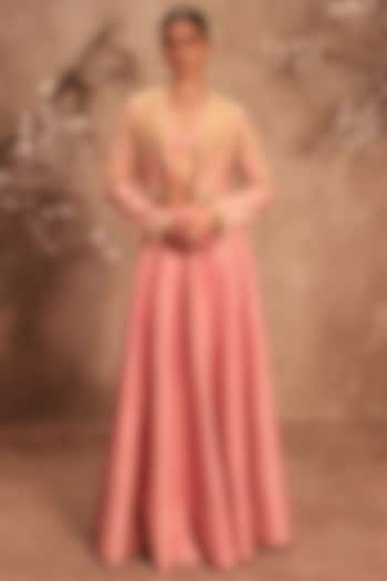 Light Pink Silk Zardosi Embroidered Jacket Wedding Lehenga Set by Niti Bothra at Pernia's Pop Up Shop