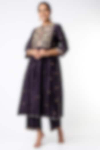 Purple Zardosi Kurta Set by Niti Bothra at Pernia's Pop Up Shop
