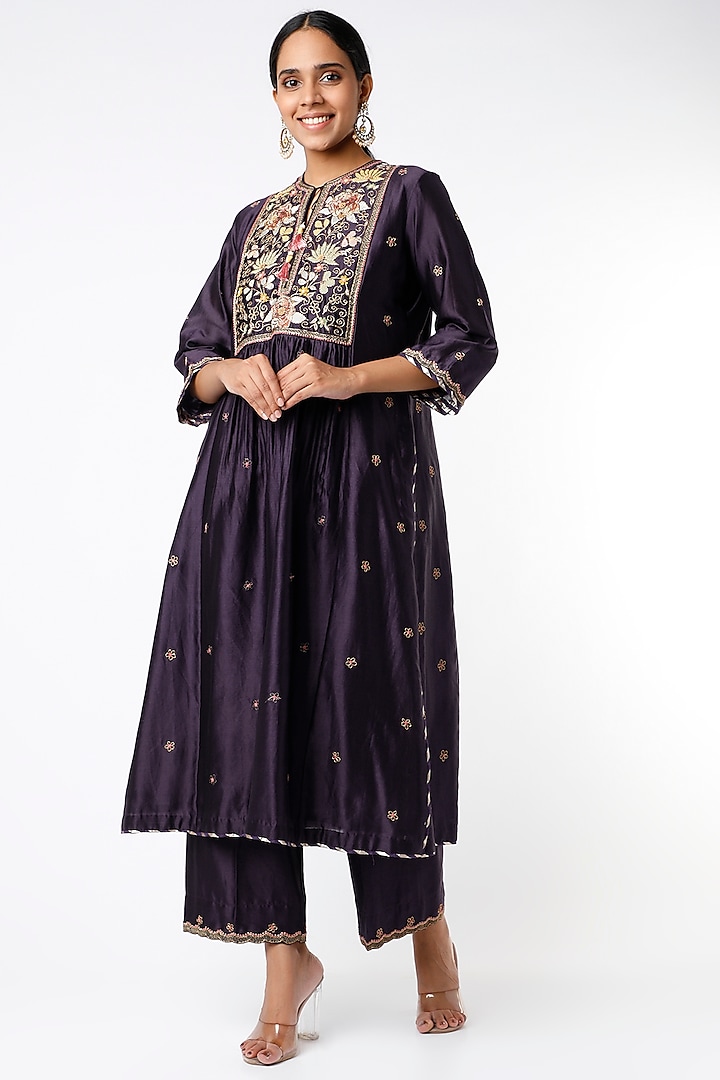 Purple Zardosi Kurta Set by Niti Bothra at Pernia's Pop Up Shop