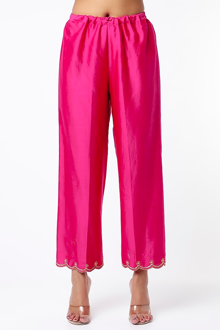 Neon Fuchsia Kurta Set With Zardosi Work by Niti Bothra at Pernia's Pop Up Shop