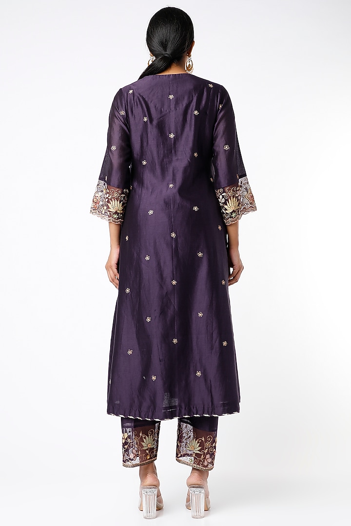Purple Kurta Set With Zardosi Work by Niti Bothra at Pernia's Pop Up Shop