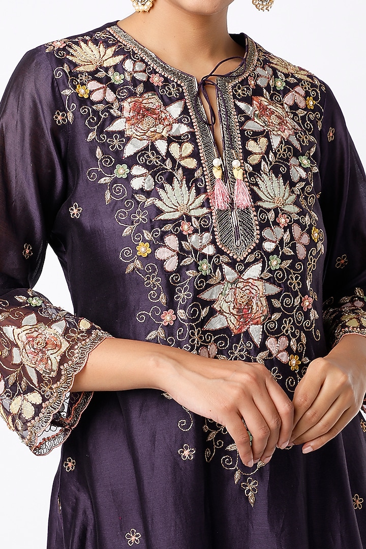 Purple Kurta Set With Zardosi Work by Niti Bothra at Pernia's Pop Up Shop