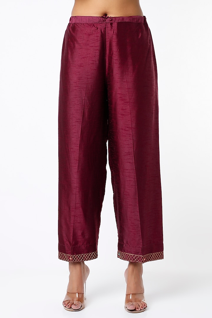 Wine Silk Kurta Set by Niti Bothra at Pernia's Pop Up Shop