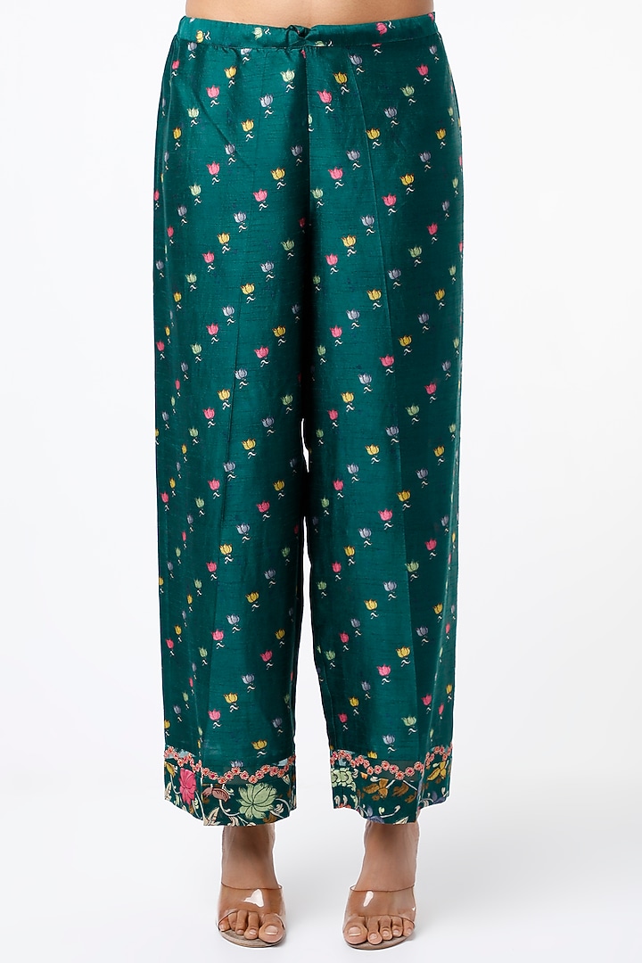 Green Kalamkari Printed Kurta Set by Niti Bothra at Pernia's Pop Up Shop
