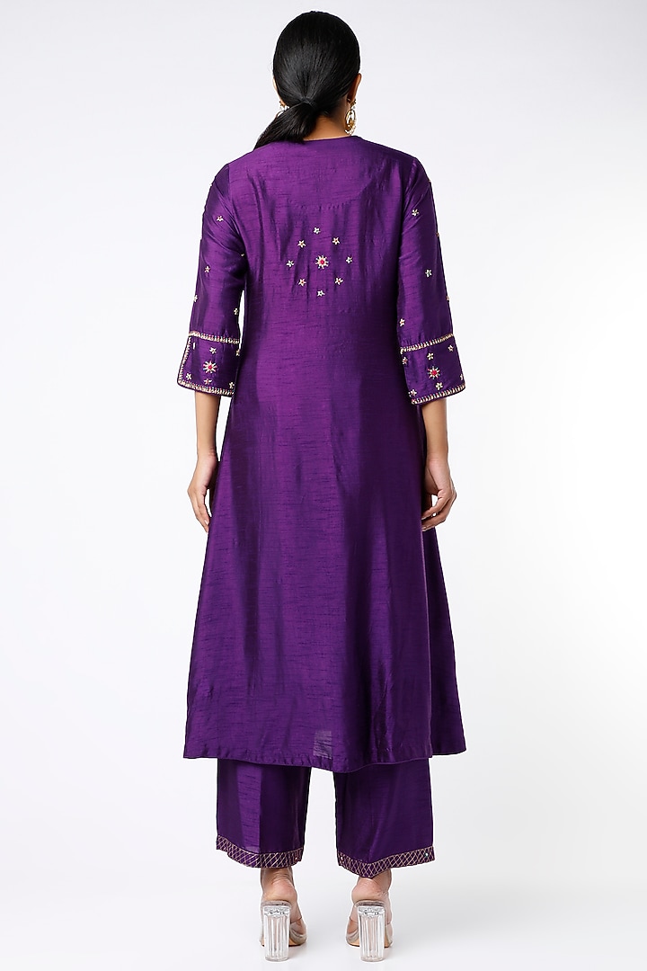 Purple Silk Kurta Set by Niti Bothra at Pernia's Pop Up Shop