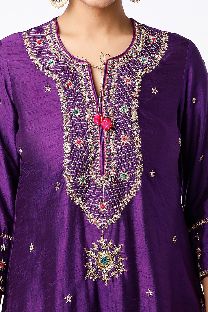 Purple Silk Kurta Set by Niti Bothra at Pernia's Pop Up Shop