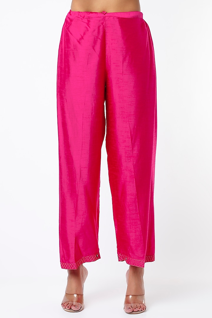 Neon Fuchsia Silk Kurta Set by Niti Bothra at Pernia's Pop Up Shop