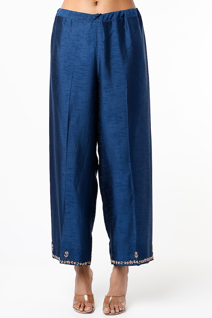 Catalina Blue Silk Kurta Set by Niti Bothra at Pernia's Pop Up Shop