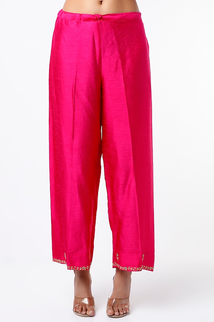 Candy Pink Silk Kurta Set by Niti Bothra at Pernia's Pop Up Shop