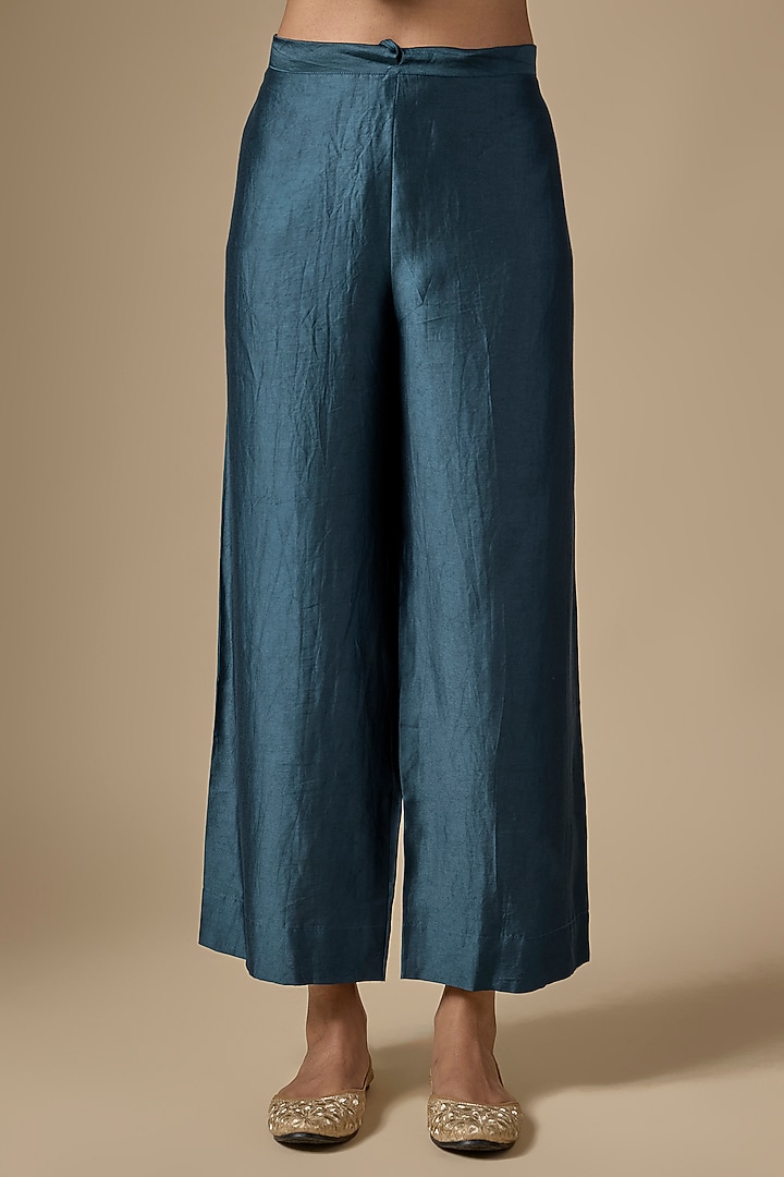 Blue Silk Tencel Zardosi Embroidered Kurta Set by Niti Bothra at Pernia's Pop Up Shop