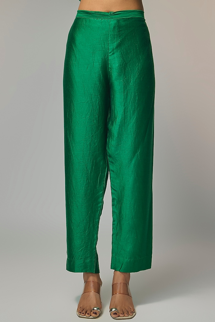 Green Silk Tencel Zardosi Embroidered Kurta Set by Niti Bothra at Pernia's Pop Up Shop