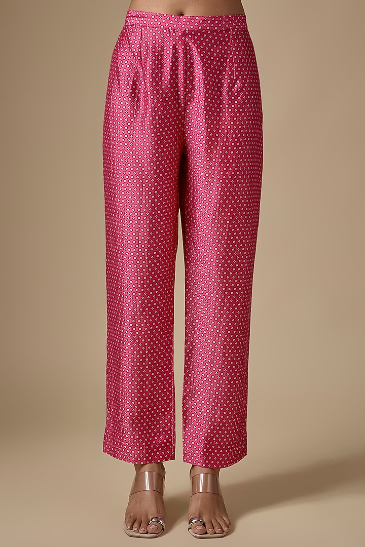 Pink Silk Tencel Zardosi Embroidered & Printed Kurta Set by Niti Bothra at Pernia's Pop Up Shop