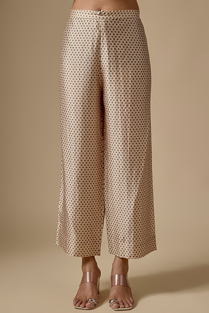 Ivory Silk Tencel Zardosi Embroidered & Printed Kurta Set by Niti Bothra at Pernia's Pop Up Shop