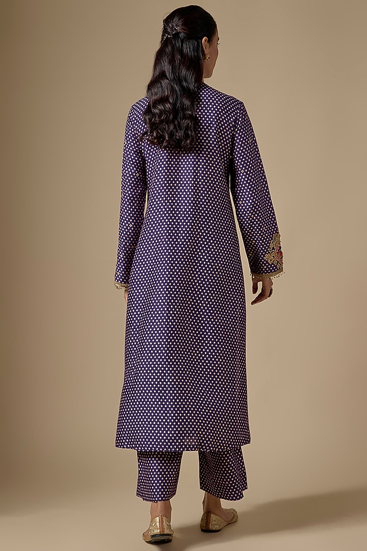 Purple Silk Tencel Zardosi Embroidered & Printed Kurta Set by Niti Bothra at Pernia's Pop Up Shop