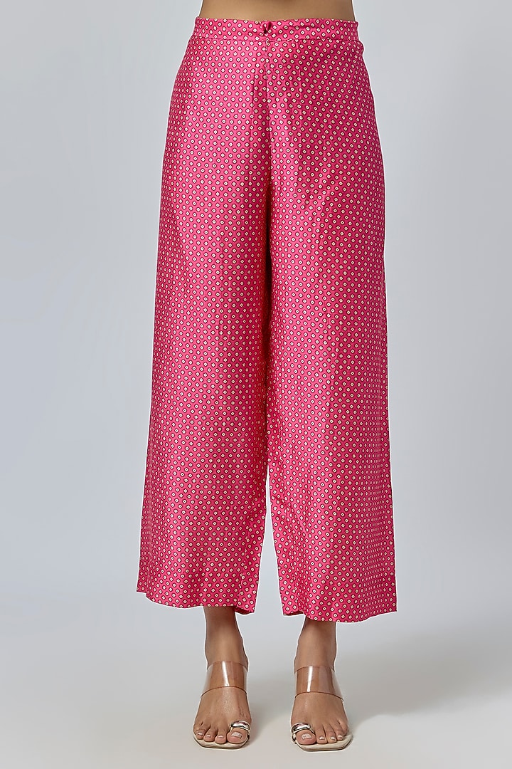 Pink Silk Tencel Bandhej Printed Frock-Style Kurta Set by Niti Bothra at Pernia's Pop Up Shop