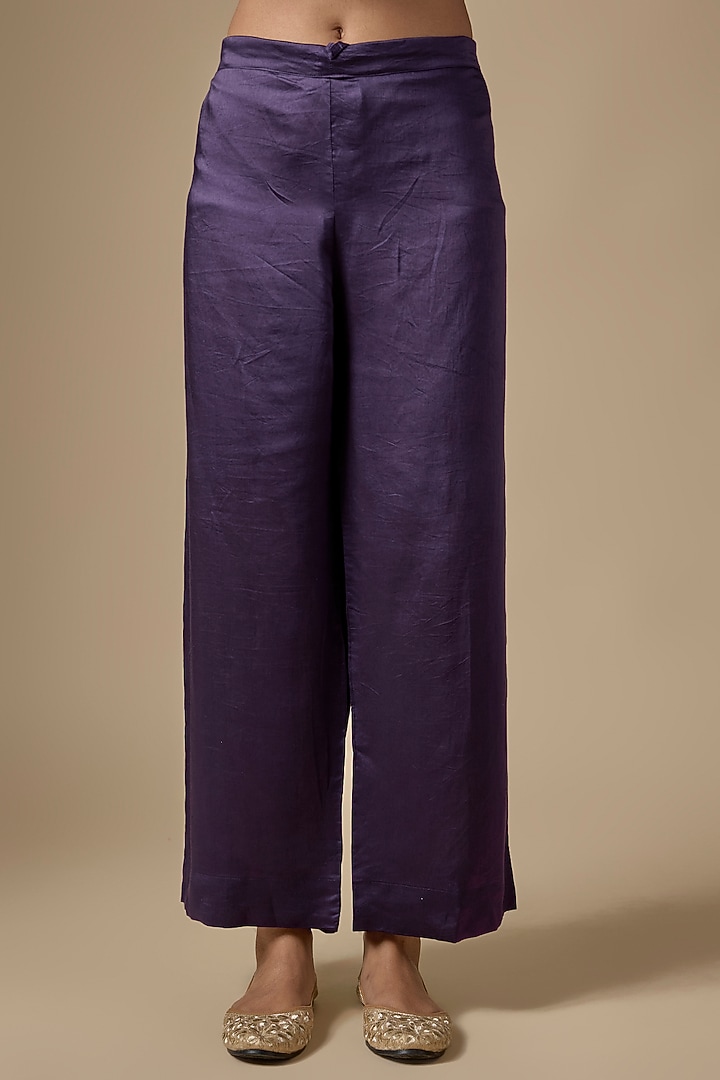 Purple Organza Zardosi Embroidered Long Pheran Kurta Set by Niti Bothra at Pernia's Pop Up Shop