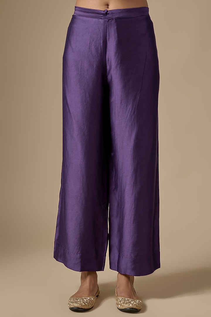 Purple Silk Tencel Zardosi Embroidered Kurta Set by Niti Bothra at Pernia's Pop Up Shop