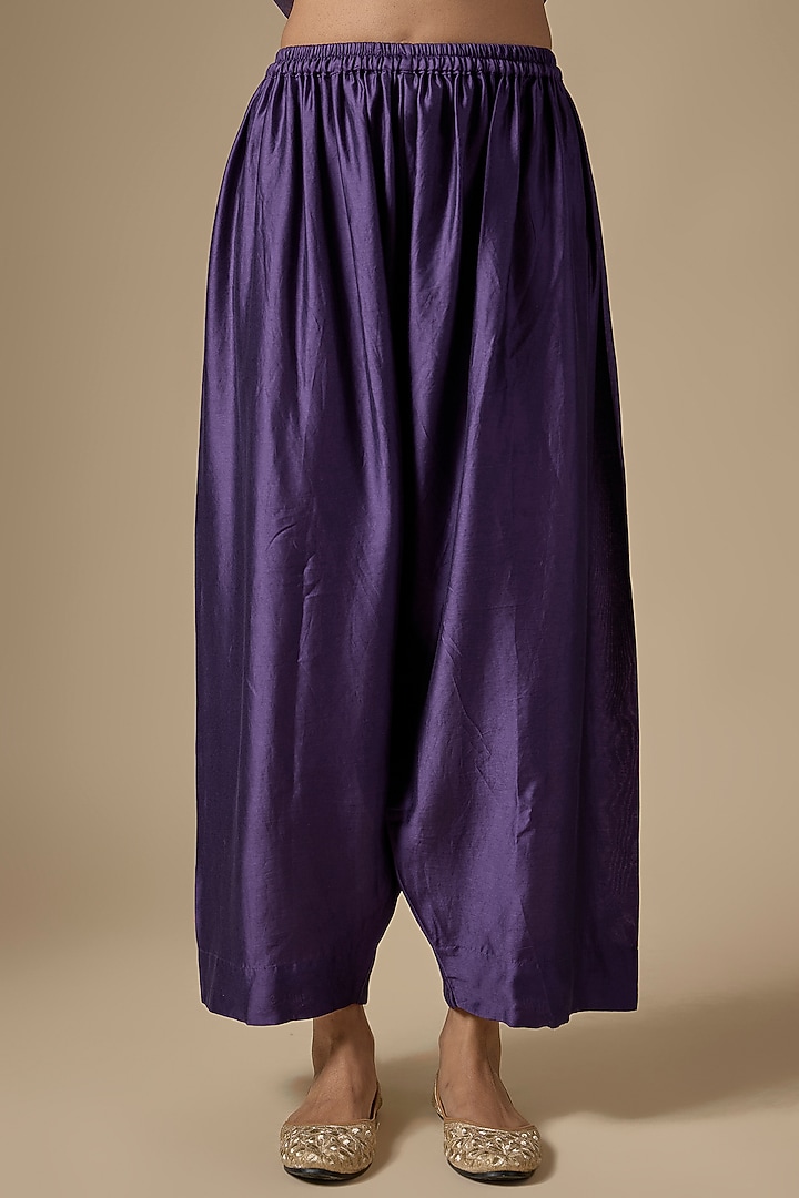 Purple Organza Zardosi Embroidered Short Pheran Kurta Set by Niti Bothra at Pernia's Pop Up Shop