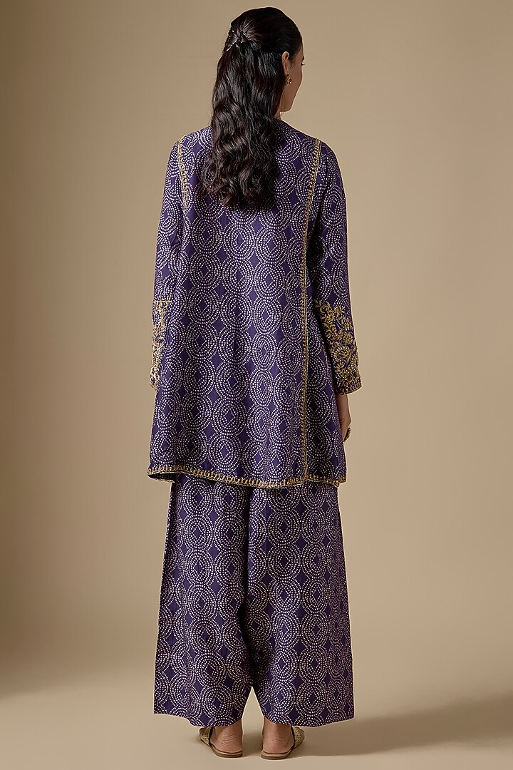 Purple Silk Tencel Zardosi Embroidered & Printed Kurta Set by Niti Bothra at Pernia's Pop Up Shop