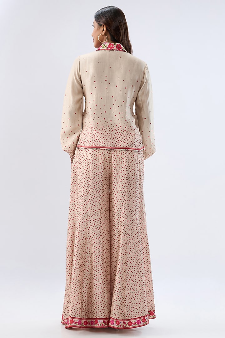 Ivory Silk Tencel Thread Embroidered & Printed Co-Ord Set by Niti Bothra at Pernia's Pop Up Shop