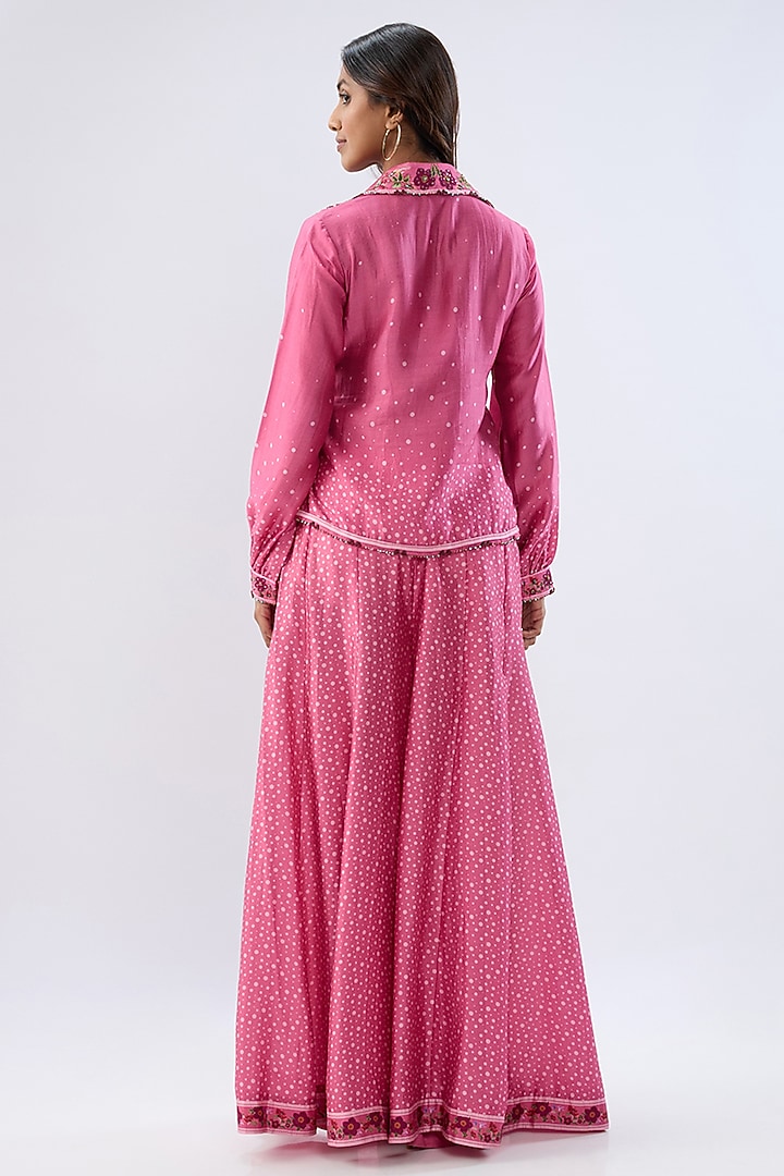 Pink Silk Tencel Printed Wedding Sharara Set by Niti Bothra at Pernia's Pop Up Shop
