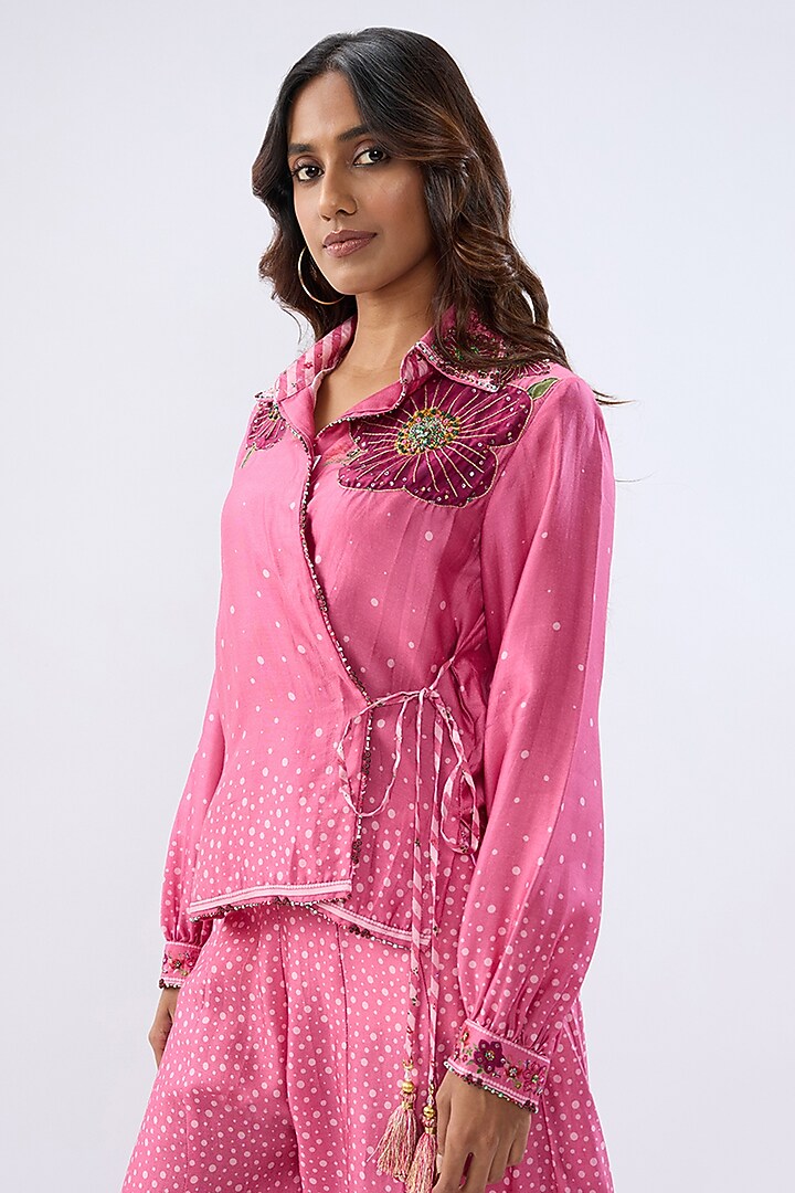 Pink Silk Tencel Printed Wedding Sharara Set by Niti Bothra at Pernia's Pop Up Shop