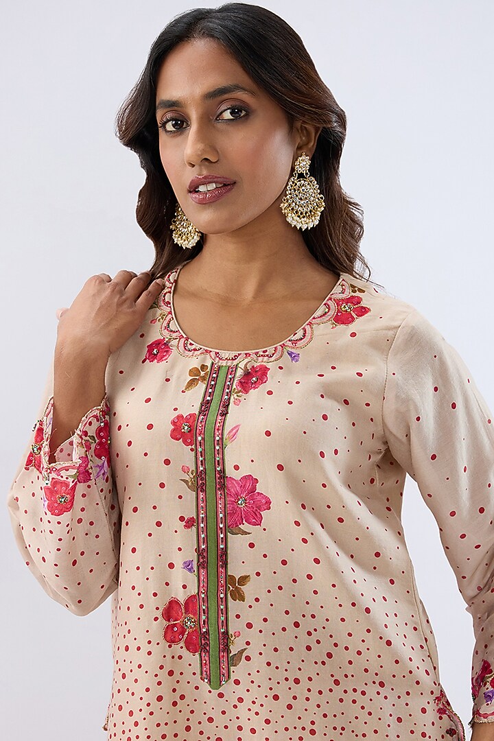 Ivory Silk Chanderi Thread Embroidered Wedding Sharara Set by Niti Bothra at Pernia's Pop Up Shop