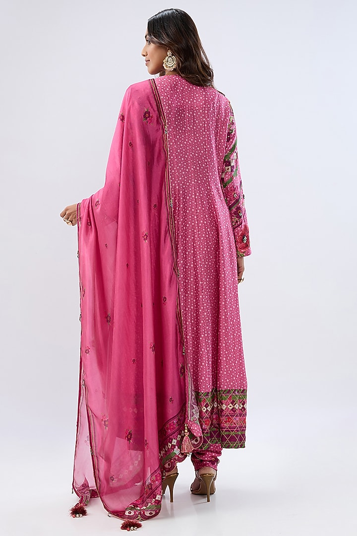 Pink Silk Tencel Thread Embroidered Angrakha Set by Niti Bothra at Pernia's Pop Up Shop