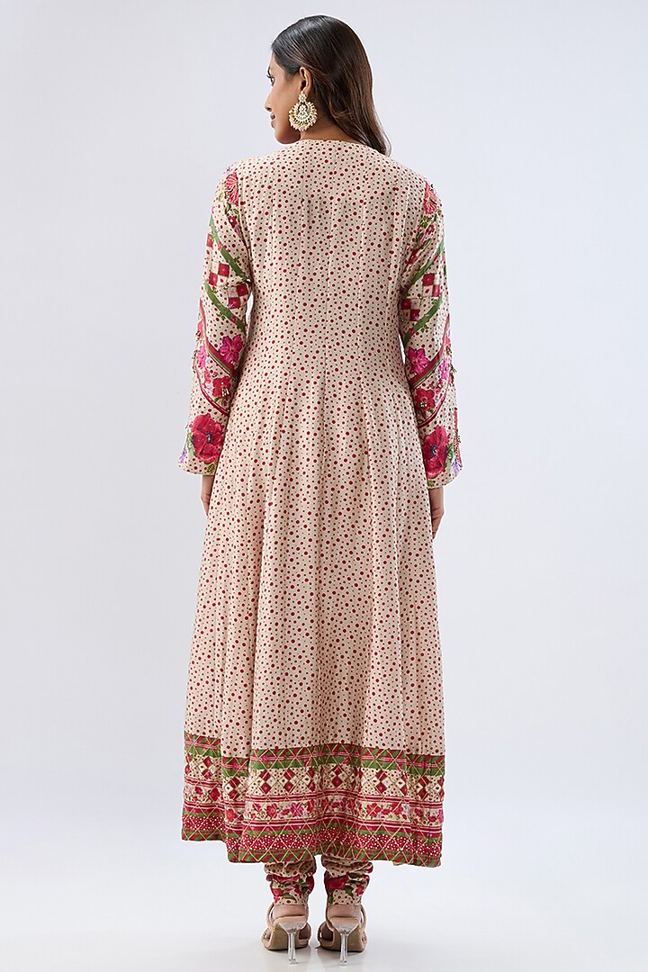 Ivory Silk Tencel Thread Embroidered Angrakha Set by Niti Bothra at Pernia's Pop Up Shop