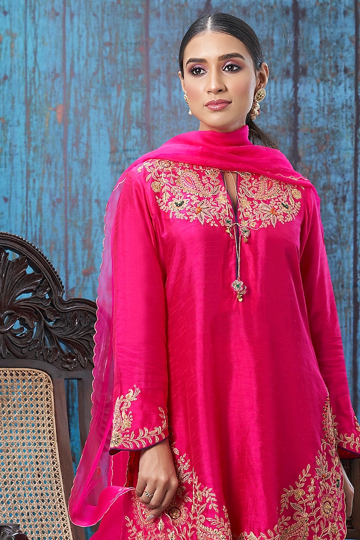 Pink Embroidered Wedding Sharara Set by Niti Bothra at Pernia's Pop Up Shop