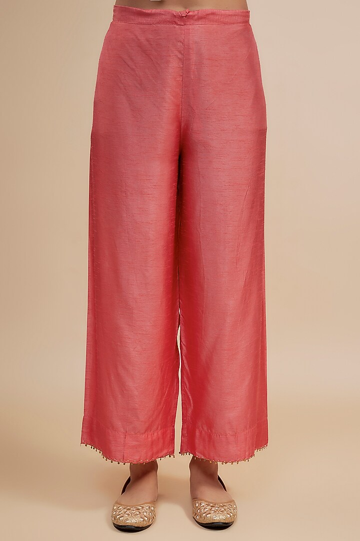 Pink Silk Zardosi Hand Embroidered Kurta Set by Niti Bothra at Pernia's Pop Up Shop