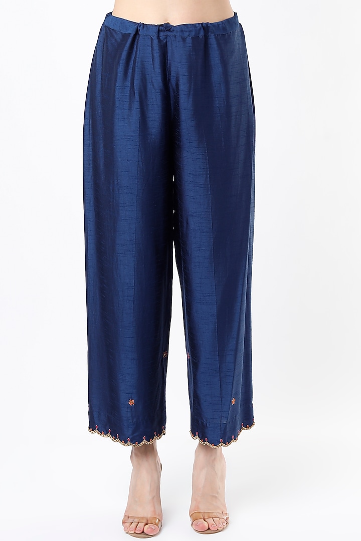 Cobalt Blue Embroidered Kurta Set by Niti Bothra at Pernia's Pop Up Shop