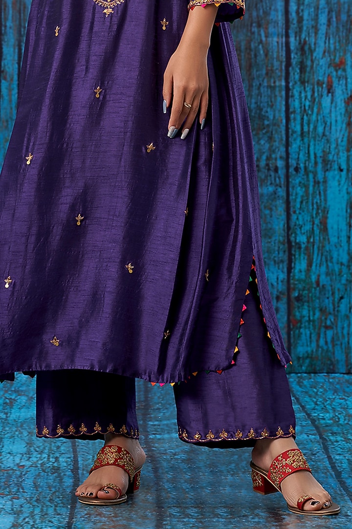 Purple Silk Kurta Set by Niti Bothra at Pernia's Pop Up Shop
