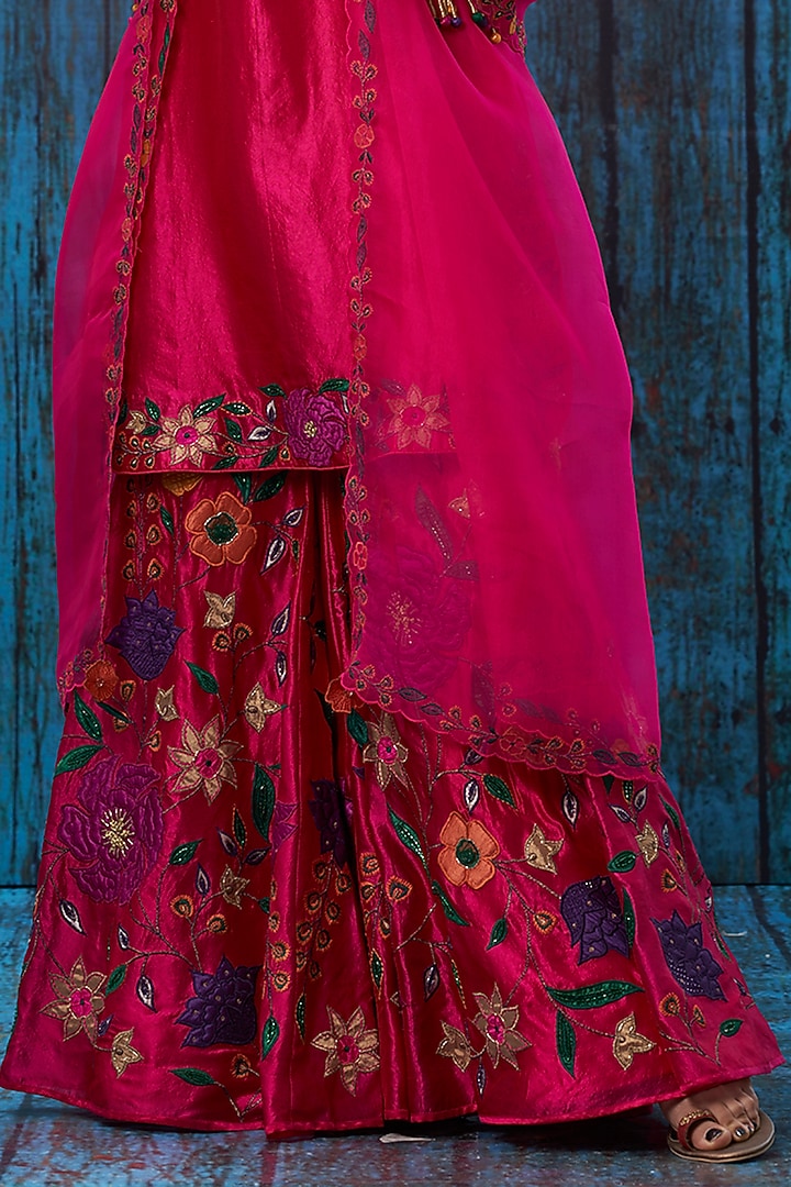 Pink Floral Embroidered Wedding Sharara Set by Niti Bothra at Pernia's Pop Up Shop
