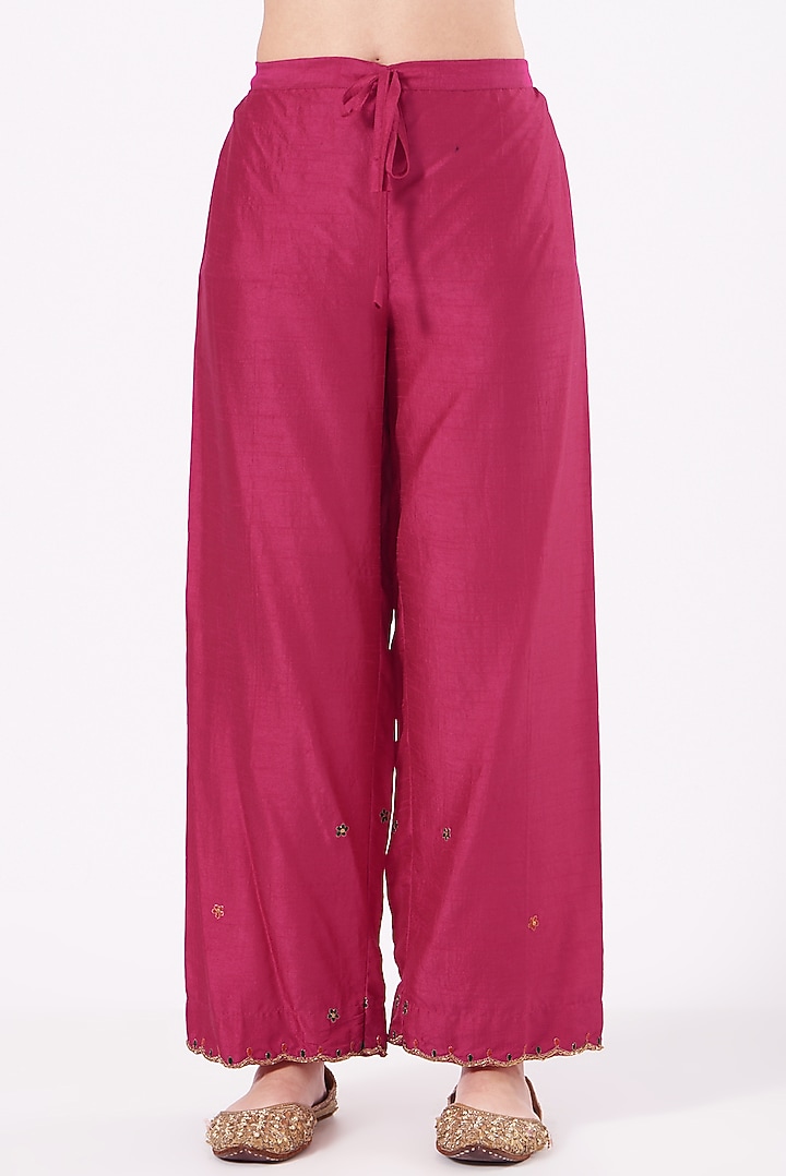 Hot Pink Embellished Kurta Set by Niti Bothra at Pernia's Pop Up Shop