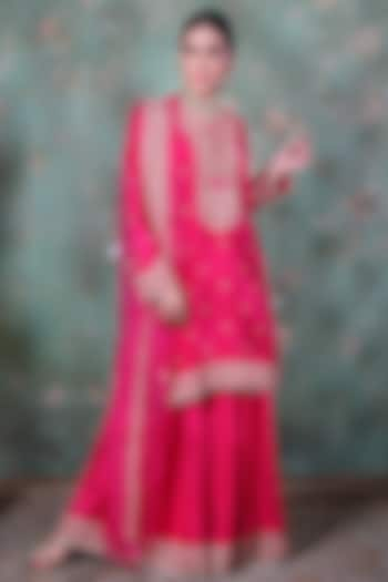 Pink Embroidered Sharara Set by Niti Bothra at Pernia's Pop Up Shop