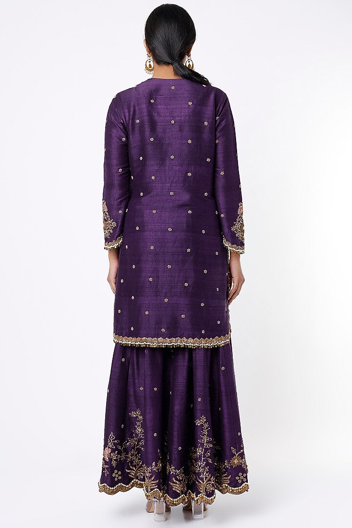 Aubergine Embroidered Bridal Sharara Set by Niti Bothra at Pernia's Pop Up Shop