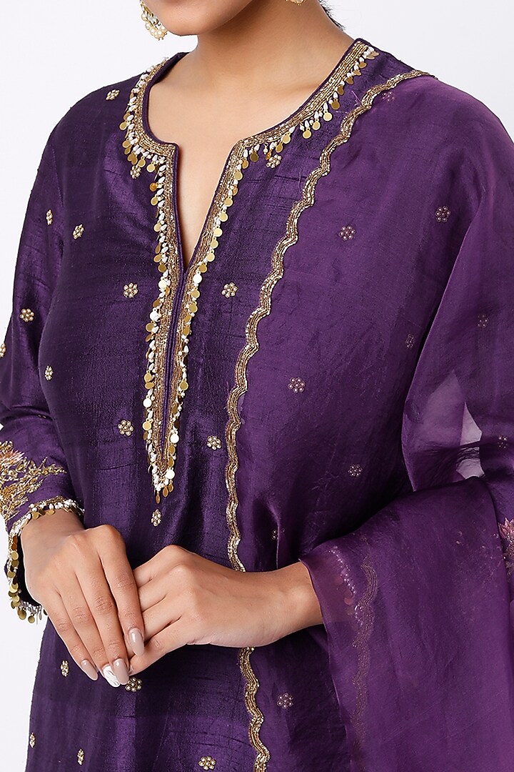 Aubergine Embroidered Bridal Sharara Set by Niti Bothra at Pernia's Pop Up Shop