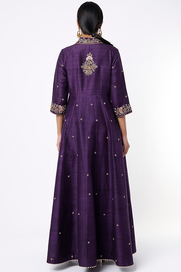 Aubergine Embroidered Jacket Set by Niti Bothra at Pernia's Pop Up Shop