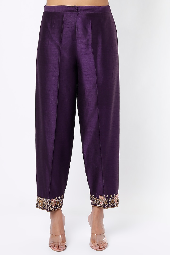 Aubergine Embroidered Jacket Set by Niti Bothra at Pernia's Pop Up Shop