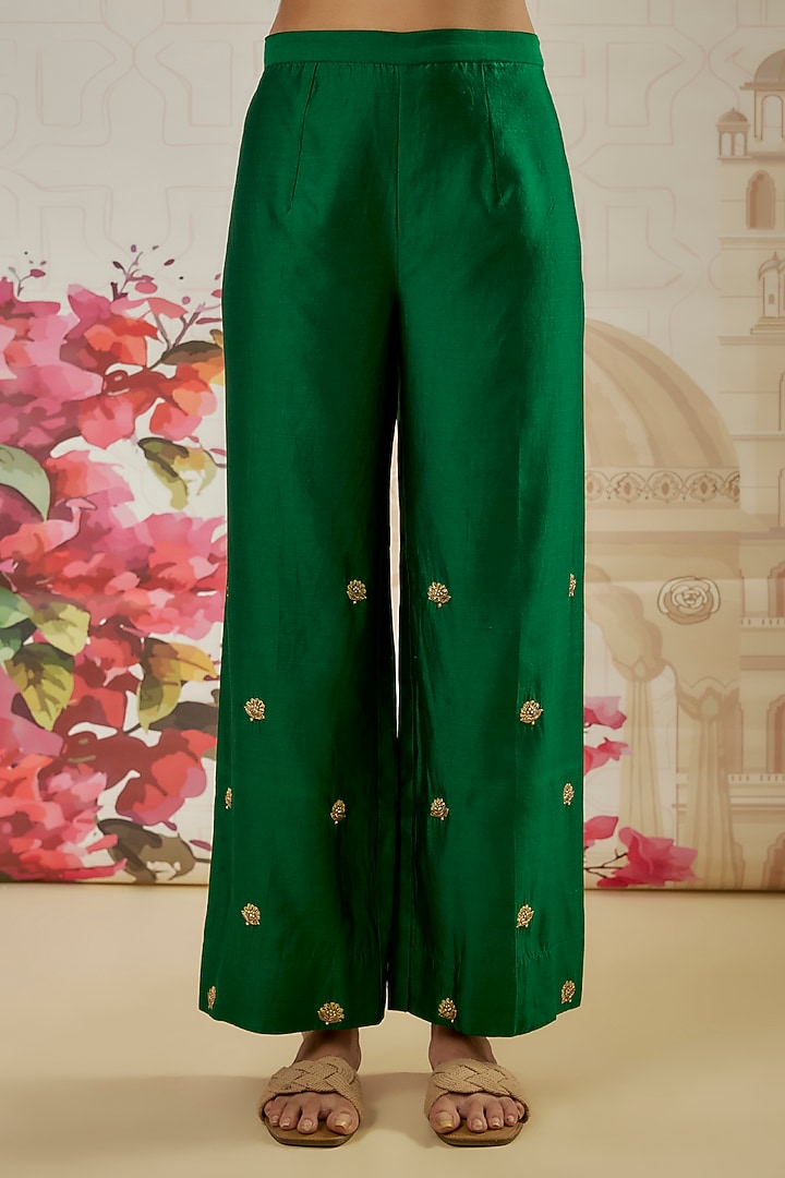 Green Silk Zardosi Embroidered Co-Ord Set by Niti Bothra at Pernia's Pop Up Shop