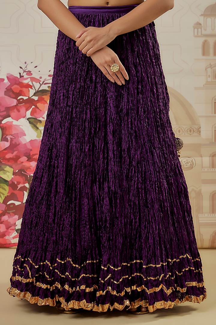 Purple Crushed Silk Bridal Lehenga Set by Niti Bothra at Pernia's Pop Up Shop