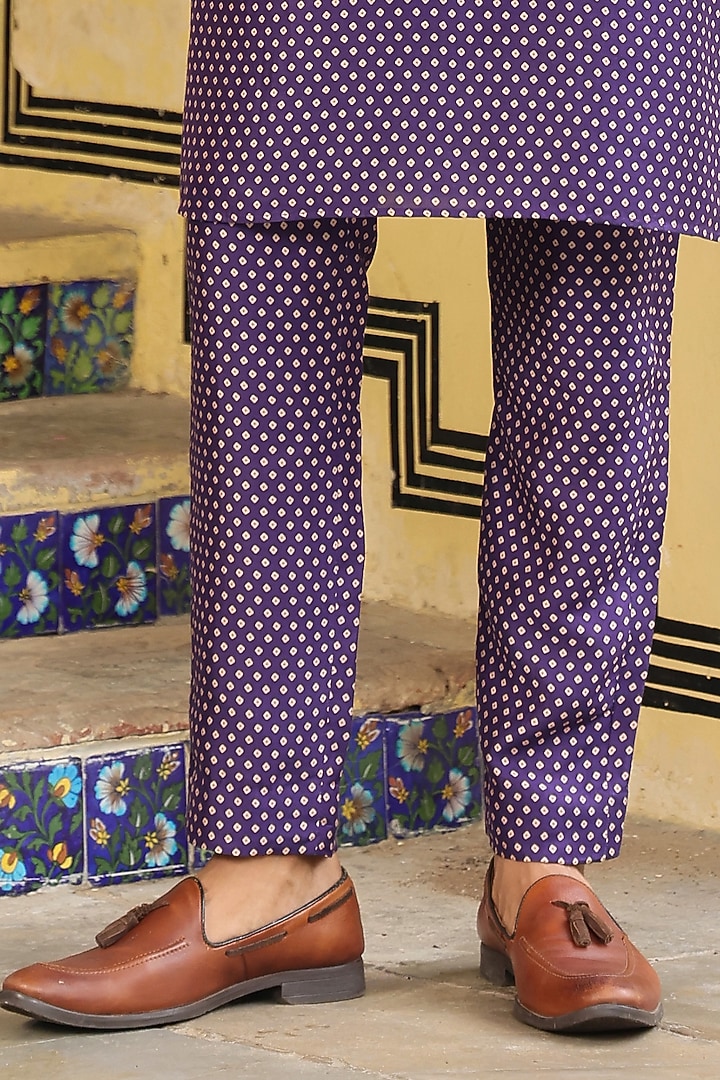Purple Silk Tencel Applique Embroidered Bundi Jacket Set by Niti Bothra Men at Pernia's Pop Up Shop