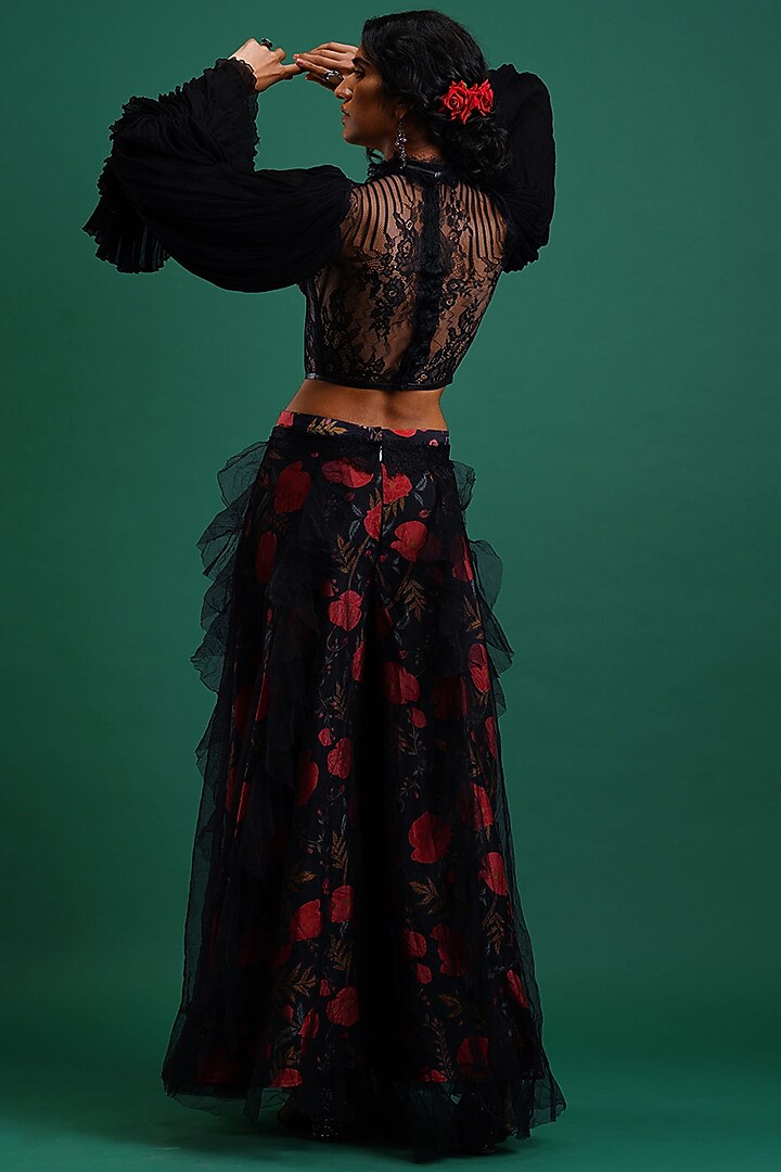 Black Printed Trousers by Nidhi Yasha at Pernia's Pop Up Shop
