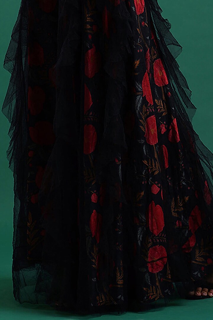 Black Printed Trousers by Nidhi Yasha at Pernia's Pop Up Shop
