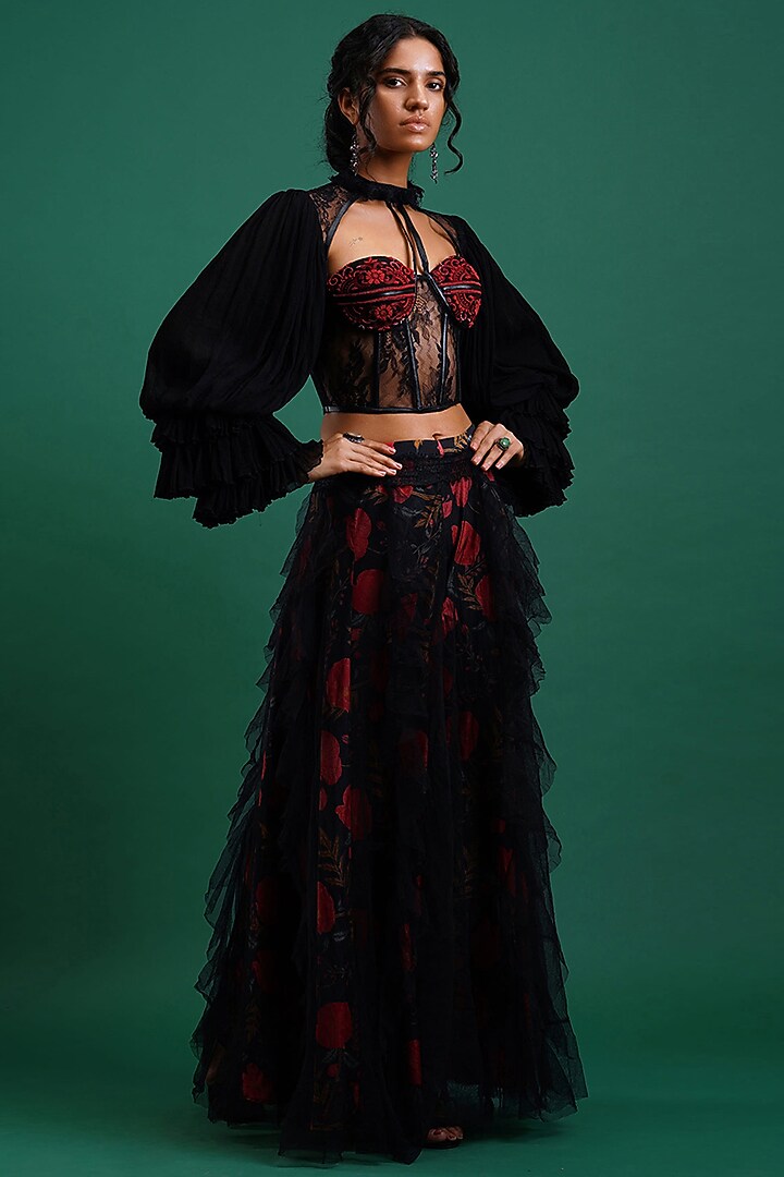Black Printed Trousers by Nidhi Yasha at Pernia's Pop Up Shop