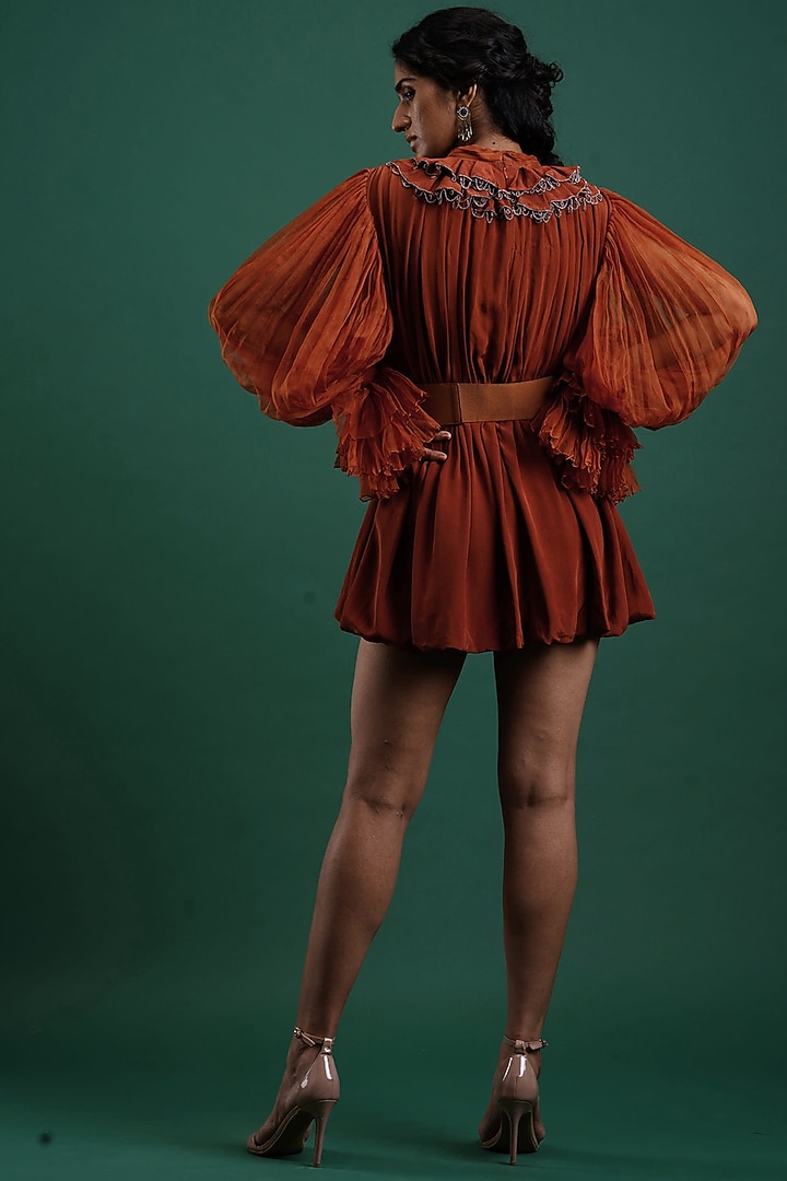 Orange Viscose Mini Cocktail Dress by Nidhi Yasha at Pernia's Pop Up Shop